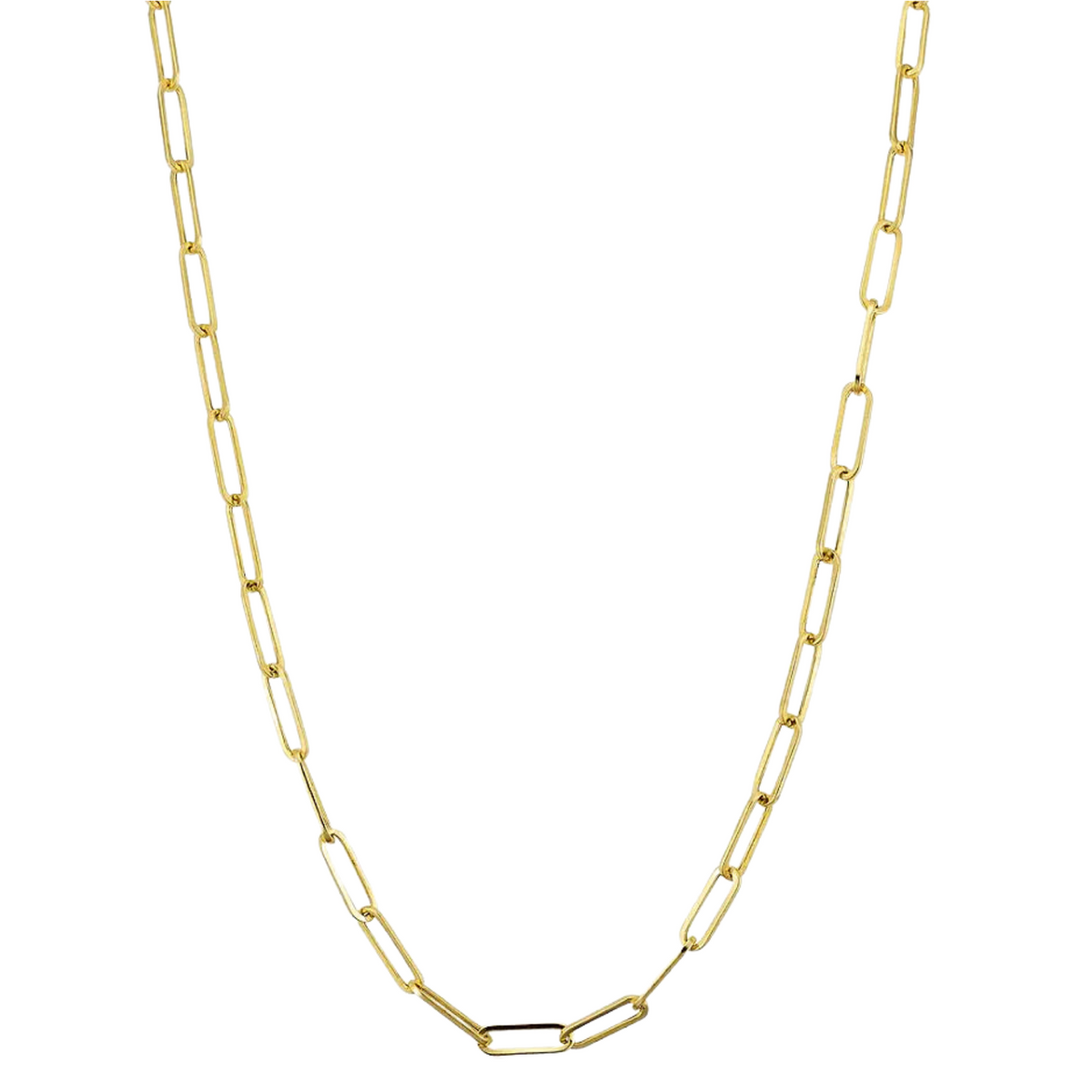 10K Yellow Gold Paper Clip Chain, angled view