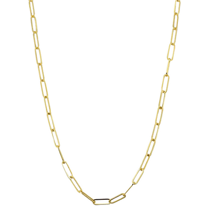 10K Yellow Gold Paper Clip Chain, angled view
