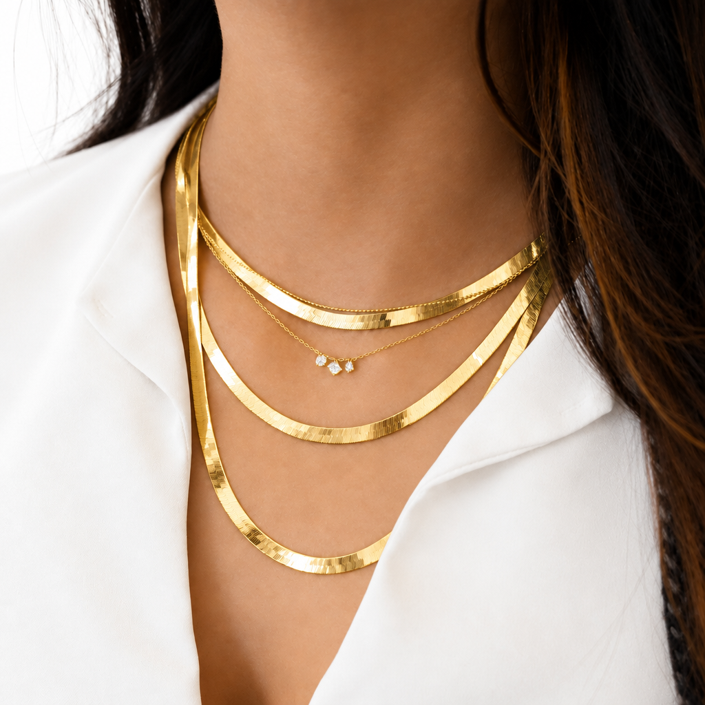 Gold Plated Sterling Silver Herringbone Chain