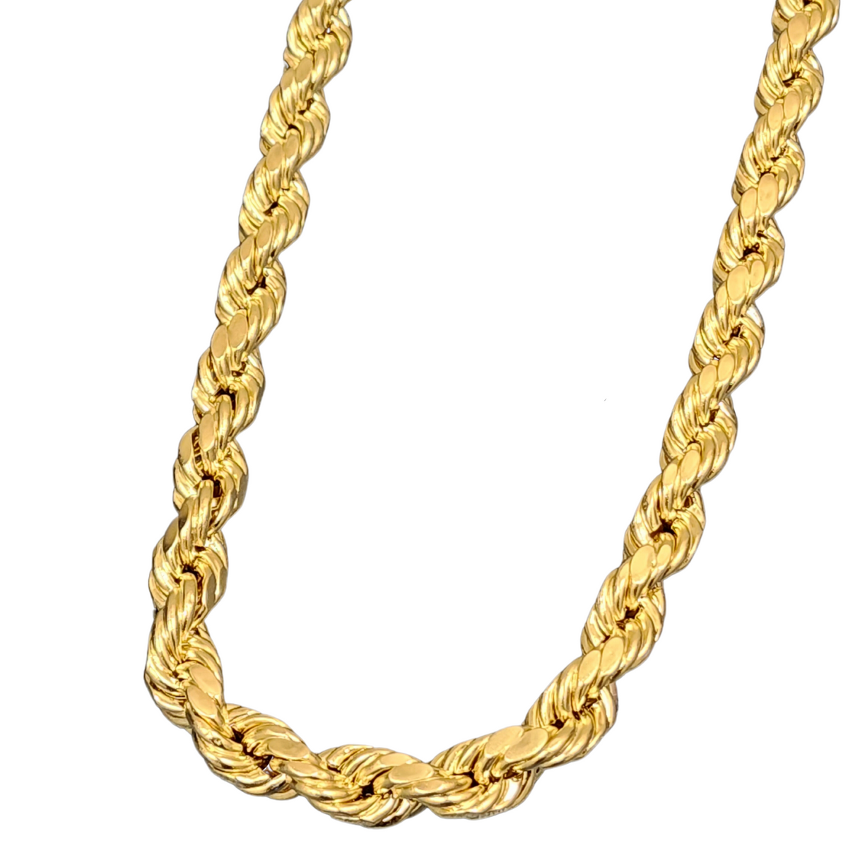 10K Gold Semi-Solid Rope Chain, front view on a white background