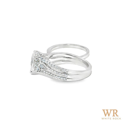 2.75 CTW Oval Cut 2.00 CTW Center Lab Grown Bridal Ring 14K White Gold