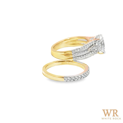 2.75 CTW Oval Cut 2.00 CTW Center Lab Grown Bridal Ring 14K Yellow Gold