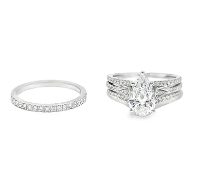 2.70 CTW Pear 2.00 CTW Center Lab Grown Bridal Ring 14K White Gold