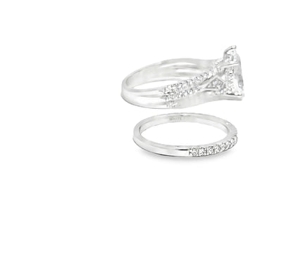 2.70 CTW Pear 2.00 CTW Center Lab Grown Bridal Ring 14K White Gold