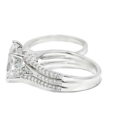 2.70 CTW Pear 2.00 CTW Center Lab Grown Bridal Ring 14K White Gold