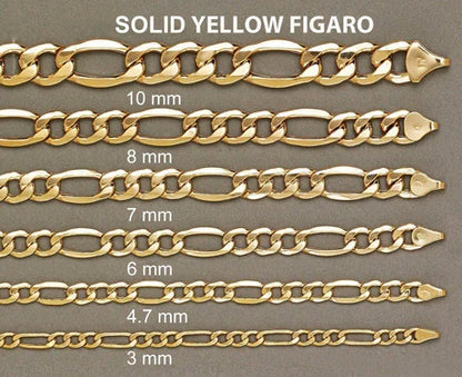10K yellow gold solid Figaro bracelet