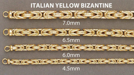 10K yellow gold semi-solid Byzantine bracelet