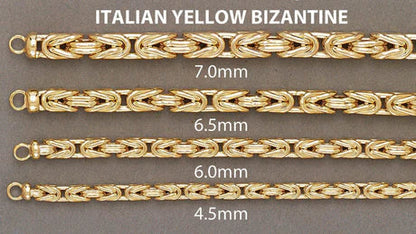 10K yellow gold semi-solid Byzantine bracelet