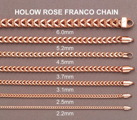 10K Rose Gold Chain - Semi-Solid Rose Franco Chain