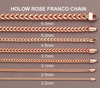 10K Rose Gold Chain - Semi-Solid Rose Franco Chain
