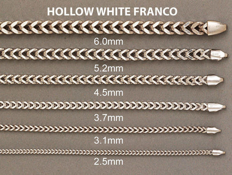 10K white gold semi-solid Franco bracelet