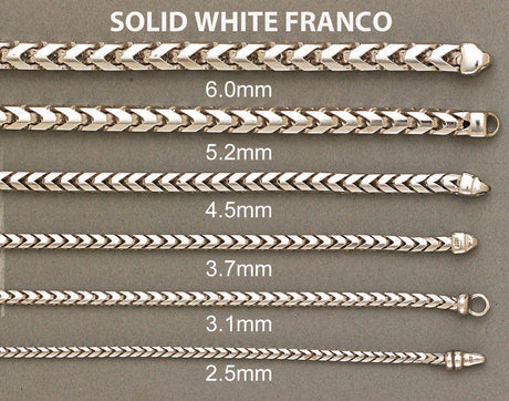 14K White Gold Solid Franco Chain