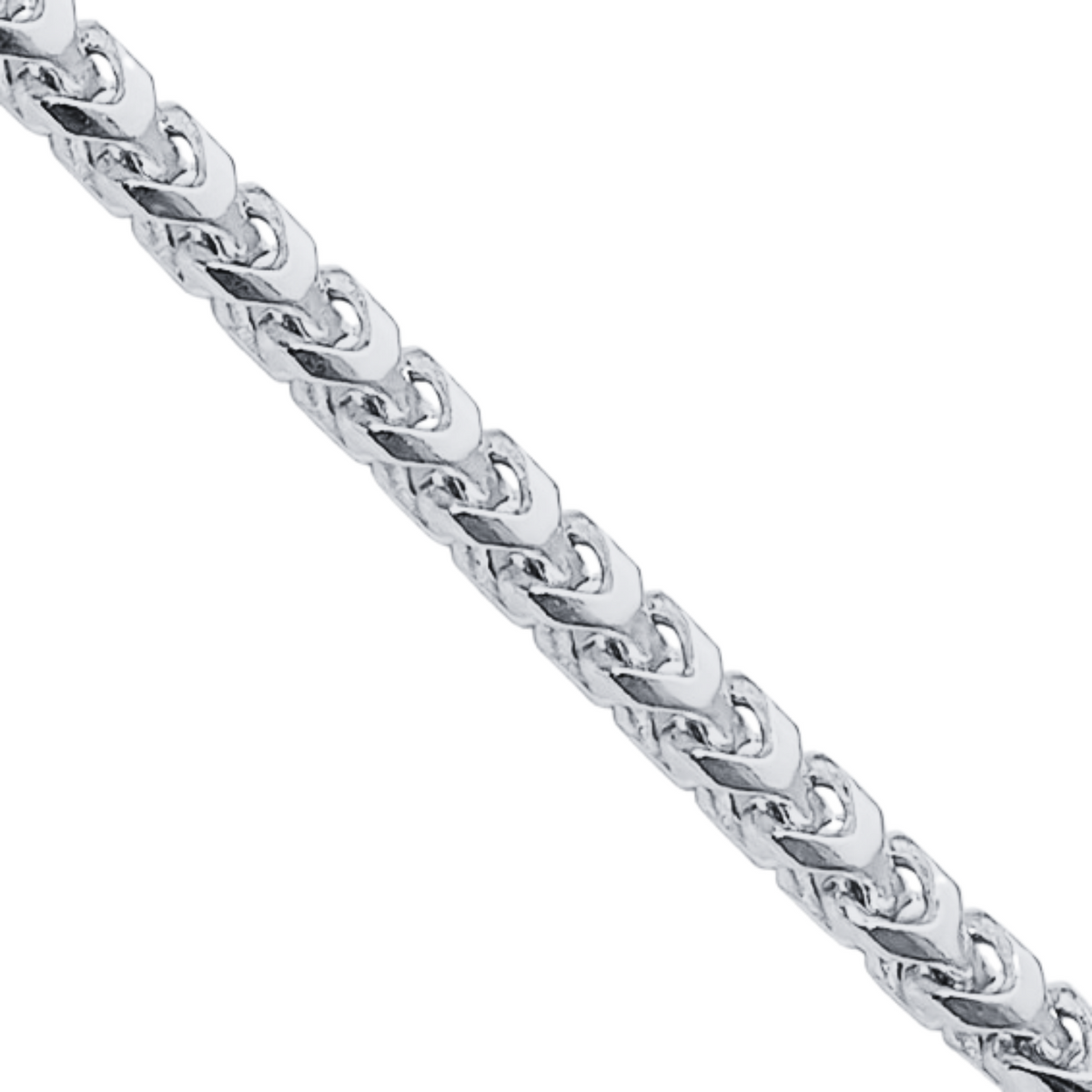 18K White Gold Franco Chain, detail view