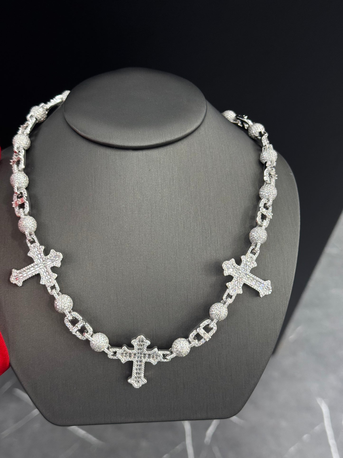 925 Silver Moissanite Custom Cross Chain