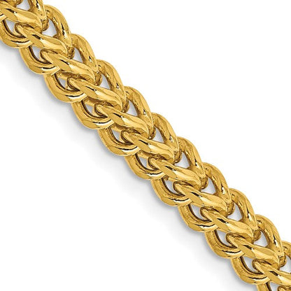 14K Yellow Gold Semi-Solid Franco Chain, angled view