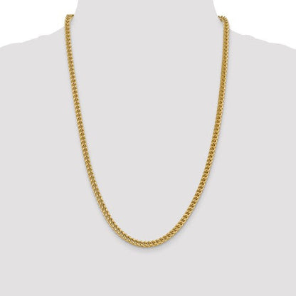 14K Yellow Gold Semi-Solid Franco Chain, close-up of the link detail