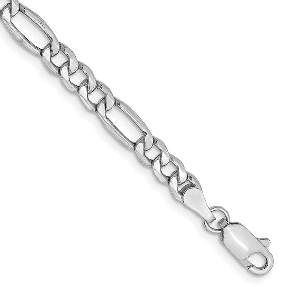 10K White Gold Semi-Solid Figaro Chain