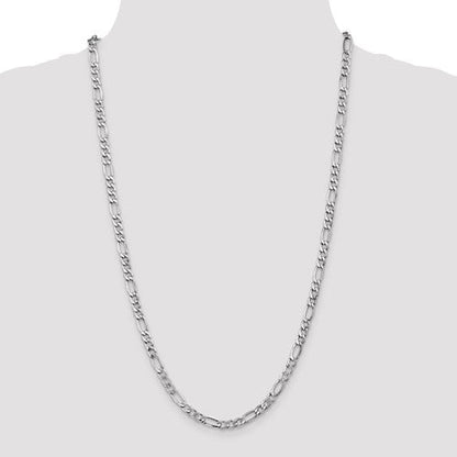 10K White Gold Semi-Solid Figaro Chain