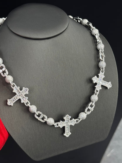 925 Silver Moissanite Custom Cross Chain