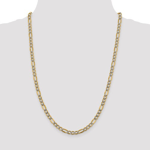 10K Yellow Gold Solid Diamond-Cut Figaro Chain, link detail