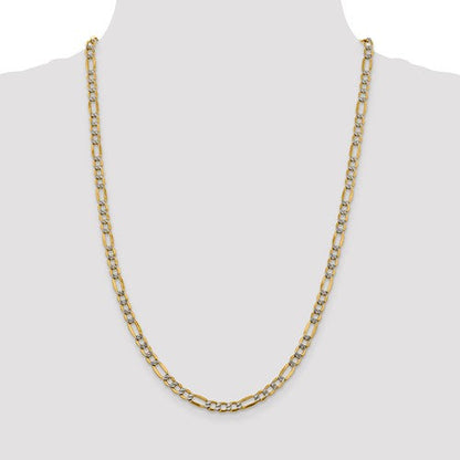 10K Yellow Gold Solid Diamond-Cut Figaro Chain, link detail