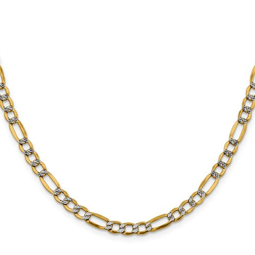 10K Yellow Gold Solid Diamond-Cut Figaro Chain, alternate detail view