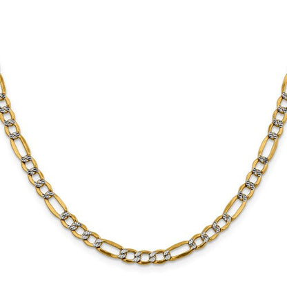 10K Yellow Gold Solid Diamond-Cut Figaro Chain, alternate detail view