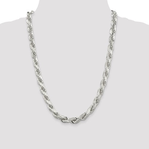 925 Sterling Silver Rope Chain, angled view