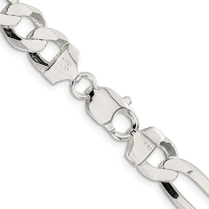 925 Sterling Silver Figaro Chain, detail view
