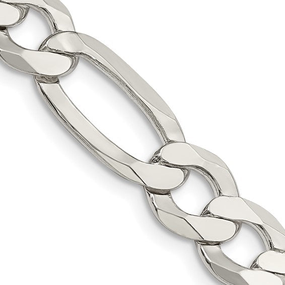 925 Sterling Silver Figaro Chain, close-up of the links