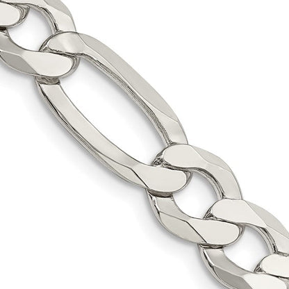 925 Sterling Silver Figaro Chain, close-up of the links