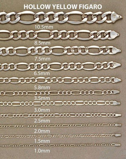10K Yellow Gold Semi-Solid Figaro Chain, styled shot