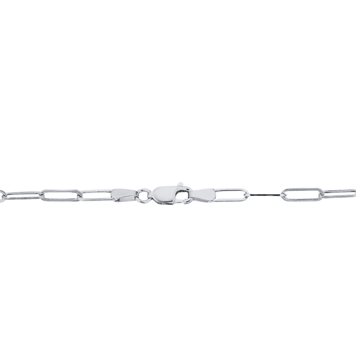 14K White Gold Paper Clip Chain, close-up of the link detail