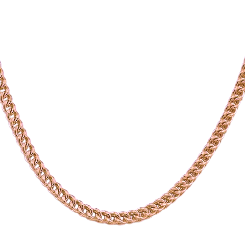 14K Rose Gold Semi-Solid Franco Chain, angled view