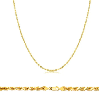 18K Gold Solid Rope Chain