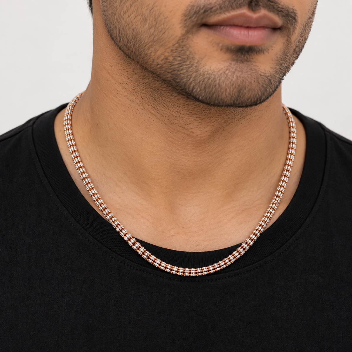 Rose gold rolo link chain