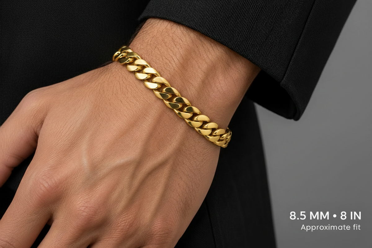 14K Gold Solid Miami Cuban Link Bracelet, alternate view
