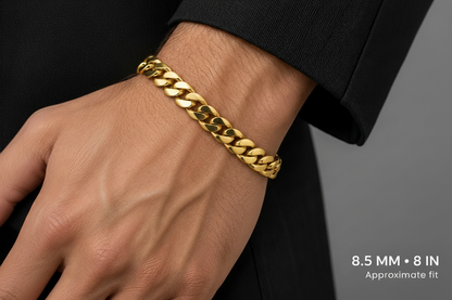 14K Gold Solid Miami Cuban Link Bracelet, alternate view