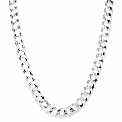 10K White Gold Solid Cuban Curb Link Chain
