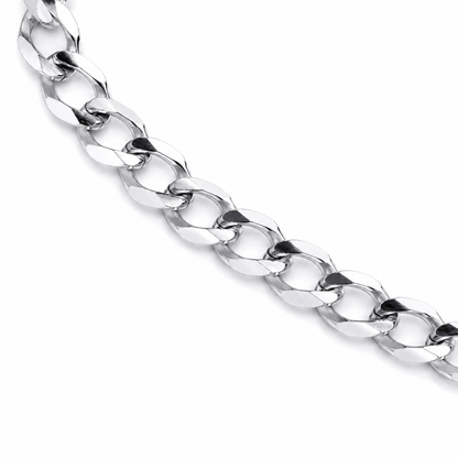 18K White Gold Cuban Curb Link Chain, detail view