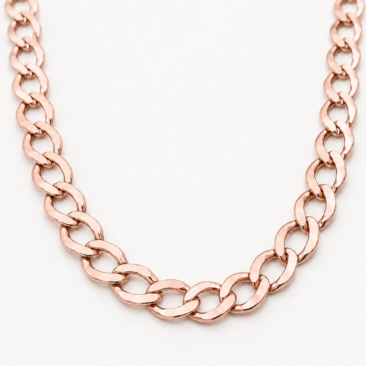 10K Rose Gold Semi-Solid Cuban Curb Link Chain