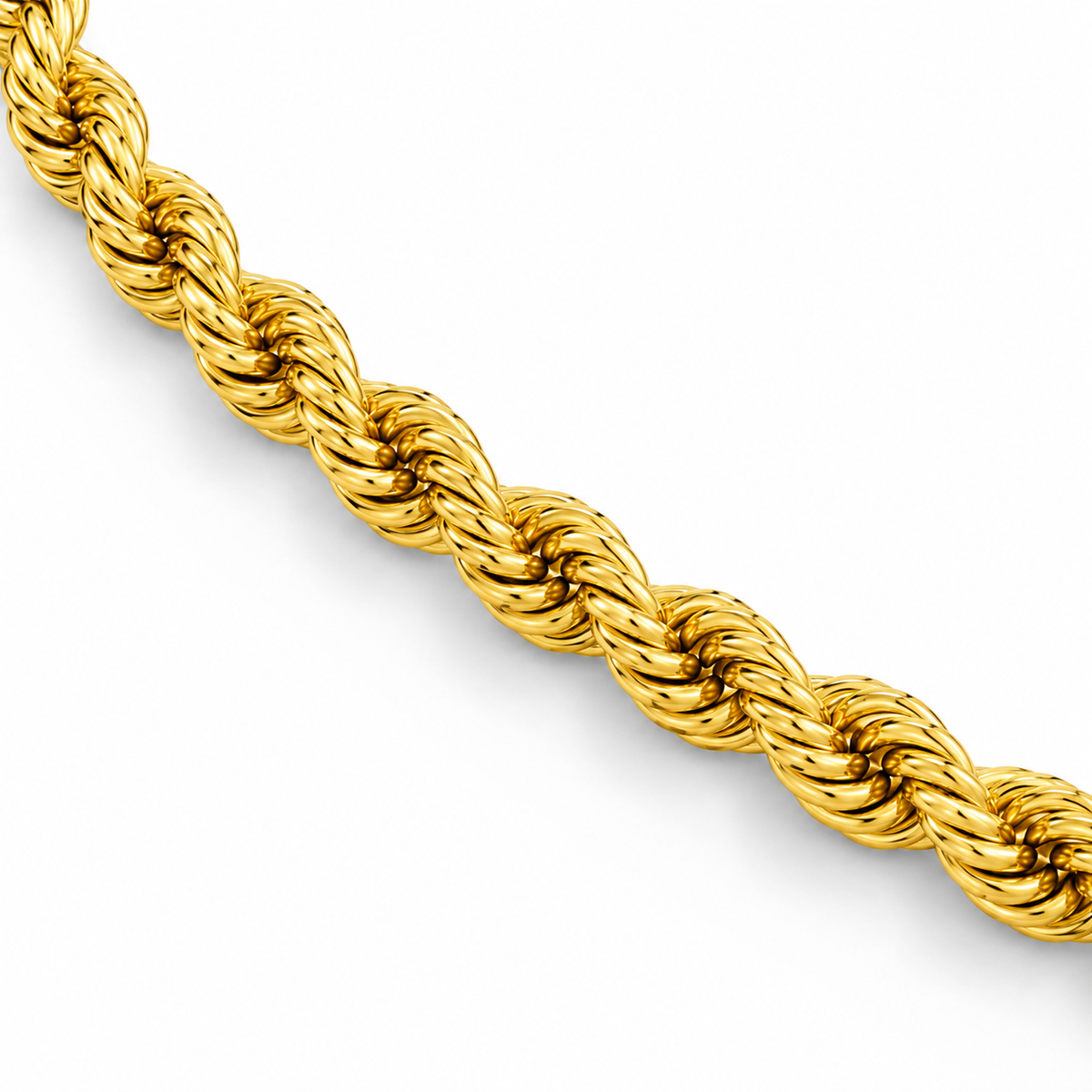 18K Gold Solid Rope Chain, detail view