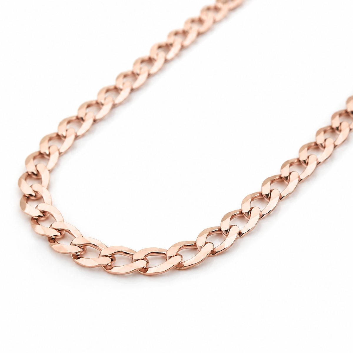 10K Rose Gold Solid Cuban Curb Link Chain, alternate view