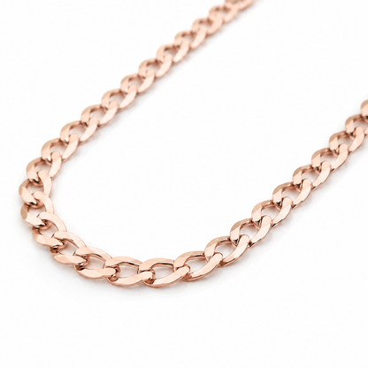 18K Rose Gold Cuban Curb Link Chain, close-up of the links
