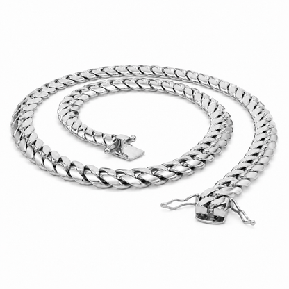 Mens White Gold Chain - Solid Miami Cuban Link 10K Gold, alternate view