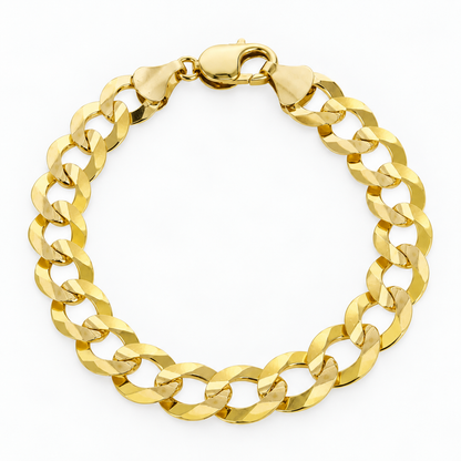 Gold plated 925 sterling silver Cuban curb link bracelet for men