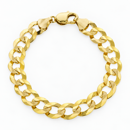 Gold plated 925 sterling silver Cuban curb link bracelet for men