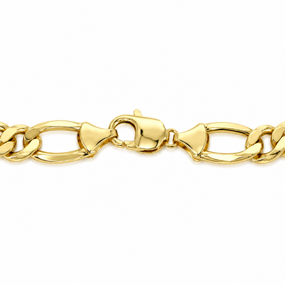 Gold plated 925 sterling silver Figaro bracelet for men, another angle