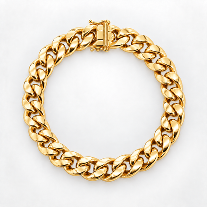 Gold plated 925 sterling silver Miami Cuban link bracelet for men