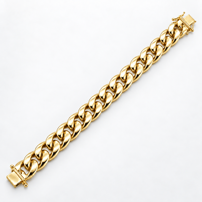 Gold plated 925 sterling silver Miami Cuban link bracelet for men, alternate view